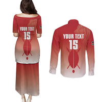 Custom Kenya Football Couples Matching Puletasi and Long Sleeve Button Shirt Harambee Harambee Stars