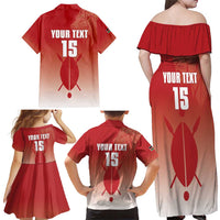 Custom Kenya Football Family Matching Off Shoulder Maxi Dress and Hawaiian Shirt Harambee Harambee Stars