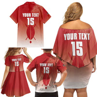 Custom Kenya Football Family Matching Off Shoulder Short Dress and Hawaiian Shirt Harambee Harambee Stars