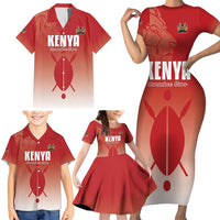 Custom Kenya Football Family Matching Short Sleeve Bodycon Dress and Hawaiian Shirt Harambee Harambee Stars