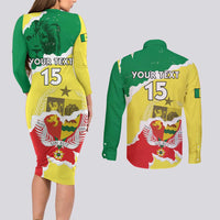 Custom Senegal Beach Soccer 2025 Couples Matching Long Sleeve Bodycon Dress and Long Sleeve Button Shirt Allez Lions de la Teranga