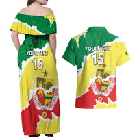 Custom Senegal Beach Soccer 2025 Couples Matching Off Shoulder Maxi Dress and Hawaiian Shirt Allez Lions de la Teranga