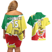 Custom Senegal Beach Soccer 2025 Couples Matching Off Shoulder Short Dress and Hawaiian Shirt Allez Lions de la Teranga
