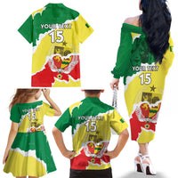 Custom Senegal Beach Soccer 2025 Family Matching Off The Shoulder Long Sleeve Dress and Hawaiian Shirt Allez Lions de la Teranga