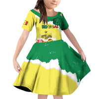 Custom Senegal Beach Soccer 2025 Family Matching Off Shoulder Short Dress and Hawaiian Shirt Allez Lions de la Teranga