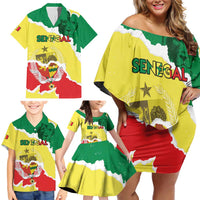 Custom Senegal Beach Soccer 2025 Family Matching Off Shoulder Short Dress and Hawaiian Shirt Allez Lions de la Teranga
