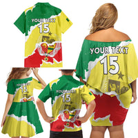 Custom Senegal Beach Soccer 2025 Family Matching Off Shoulder Short Dress and Hawaiian Shirt Allez Lions de la Teranga