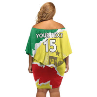 Custom Senegal Beach Soccer 2025 Family Matching Off Shoulder Short Dress and Hawaiian Shirt Allez Lions de la Teranga