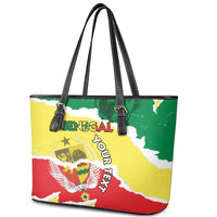 Custom Senegal Beach Soccer 2025 Leather Tote Bag Allez Lions de la Teranga