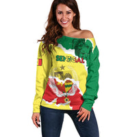 Custom Senegal Beach Soccer 2025 Off Shoulder Sweater Allez Lions de la Teranga