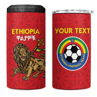 Custom Ethiopia Football 4 in 1 Can Cooler Tumbler Come On Walia Ibex
