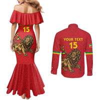 Custom Ethiopia Football Couples Matching Mermaid Dress and Long Sleeve Button Shirt Come On Walia Ibex