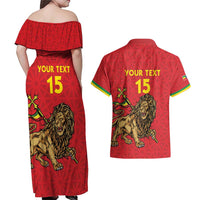 Custom Ethiopia Football Couples Matching Off Shoulder Maxi Dress and Hawaiian Shirt Come On Walia Ibex