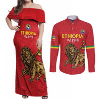 Custom Ethiopia Football Couples Matching Off Shoulder Maxi Dress and Long Sleeve Button Shirt Come On Walia Ibex