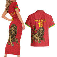 Custom Ethiopia Football Couples Matching Short Sleeve Bodycon Dress and Hawaiian Shirt Come On Walia Ibex