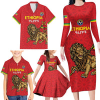 Custom Ethiopia Football Family Matching Long Sleeve Bodycon Dress and Hawaiian Shirt Come On Walia Ibex