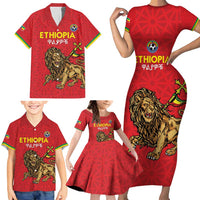 Custom Ethiopia Football Family Matching Short Sleeve Bodycon Dress and Hawaiian Shirt Come On Walia Ibex