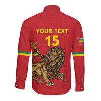 Custom Ethiopia Football Long Sleeve Button Shirt Come On Walia Ibex
