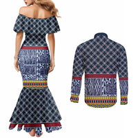 Toghu Bamenda Couples Matching Mermaid Dress and Long Sleeve Button Shirt Cameroon North West Traditional Pattern