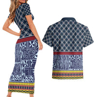 Toghu Bamenda Couples Matching Short Sleeve Bodycon Dress and Hawaiian Shirt Cameroon North West Traditional Pattern