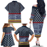 Toghu Bamenda Family Matching Off The Shoulder Long Sleeve Dress and Hawaiian Shirt Cameroon North West Traditional Pattern