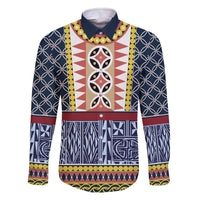 Toghu Bamenda Family Matching Off The Shoulder Long Sleeve Dress and Hawaiian Shirt Cameroon North West Traditional Pattern