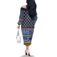 Toghu Bamenda Family Matching Off The Shoulder Long Sleeve Dress and Hawaiian Shirt Cameroon North West Traditional Pattern