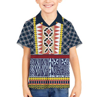 Toghu Bamenda Family Matching Off The Shoulder Long Sleeve Dress and Hawaiian Shirt Cameroon North West Traditional Pattern