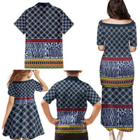 Toghu Bamenda Family Matching Puletasi and Hawaiian Shirt Cameroon North West Traditional Pattern