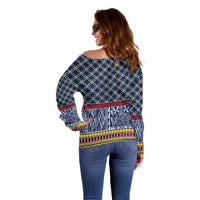 Toghu Bamenda Off Shoulder Sweater Cameroon North West Traditional Pattern