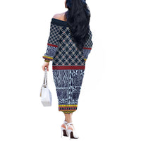 Toghu Bamenda Off The Shoulder Long Sleeve Dress Cameroon North West Traditional Pattern