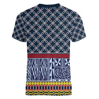 Toghu Bamenda Women V-Neck T-Shirt Cameroon North West Traditional Pattern
