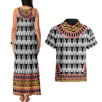 Cameroon Toghu Traditional Pattern Couples Matching Tank Maxi Dress and Hawaiian Shirt