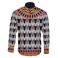 Cameroon Toghu Traditional Pattern Family Matching Long Sleeve Bodycon Dress and Hawaiian Shirt