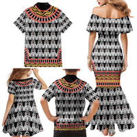 Cameroon Toghu Traditional Pattern Family Matching Mermaid Dress and Hawaiian Shirt