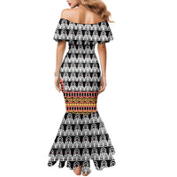 Cameroon Toghu Traditional Pattern Family Matching Mermaid Dress and Hawaiian Shirt