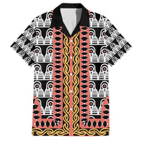 Cameroon Toghu Traditional Pattern Family Matching Off The Shoulder Long Sleeve Dress and Hawaiian Shirt