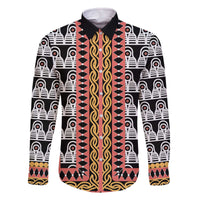 Cameroon Toghu Traditional Pattern Family Matching Off The Shoulder Long Sleeve Dress and Hawaiian Shirt
