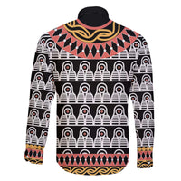 Cameroon Toghu Traditional Pattern Family Matching Off The Shoulder Long Sleeve Dress and Hawaiian Shirt