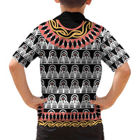 Cameroon Toghu Traditional Pattern Family Matching Puletasi and Hawaiian Shirt