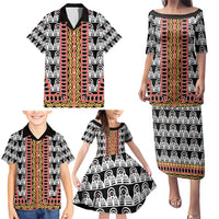 Cameroon Toghu Traditional Pattern Family Matching Puletasi and Hawaiian Shirt