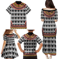 Cameroon Toghu Traditional Pattern Family Matching Puletasi and Hawaiian Shirt