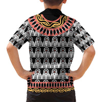 Cameroon Toghu Traditional Pattern Family Matching Short Sleeve Bodycon Dress and Hawaiian Shirt