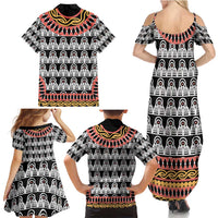 Cameroon Toghu Traditional Pattern Family Matching Summer Maxi Dress and Hawaiian Shirt