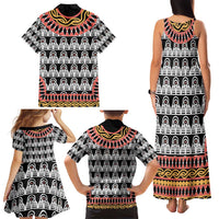 Cameroon Toghu Traditional Pattern Family Matching Tank Maxi Dress and Hawaiian Shirt
