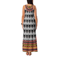 Cameroon Toghu Traditional Pattern Family Matching Tank Maxi Dress and Hawaiian Shirt