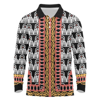 Cameroon Toghu Traditional Pattern Long Sleeve Polo Shirt