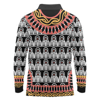 Cameroon Toghu Traditional Pattern Long Sleeve Polo Shirt