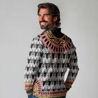 Cameroon Toghu Traditional Pattern Long Sleeve Polo Shirt