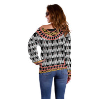 Cameroon Toghu Traditional Pattern Off Shoulder Sweater